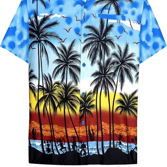 (1718) LA LEELA Men's Hawaiian Beach Button Down Casual Shirts 4XL NWOT - Picture 6 of 6
